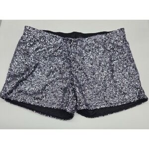 BKE Boutique Sequin Shorts Party Sparkly Silver Black Lined‎ Women's  M/L